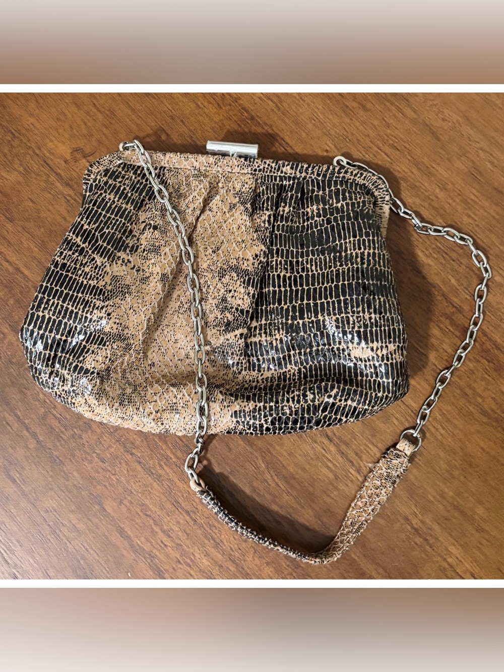 Hobo International Dove Crackle Exotic Animal Print Python Clutch Bag
